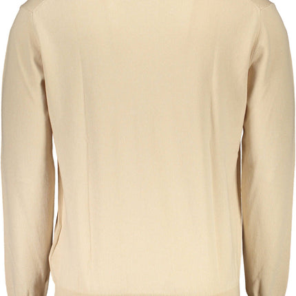 Pull brodé de cou rond beige