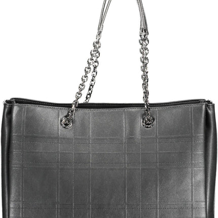 Black Polyester Women Handbag