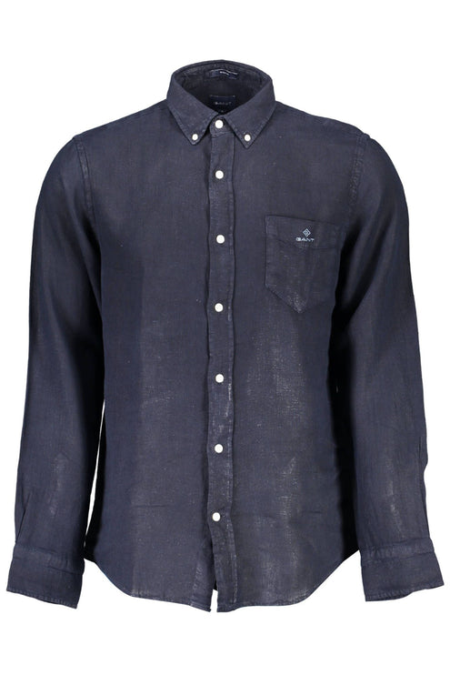 Elegant linnen shirt met korte mouwen in blauw