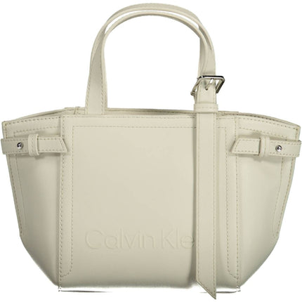 White Polyester Women Handbag