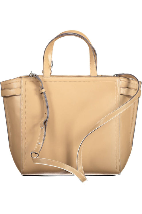 Brown Polyester Women Handbag