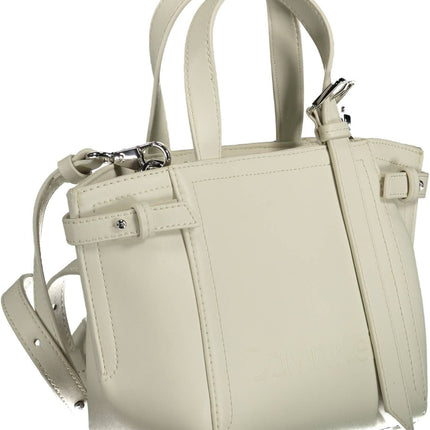 White Polyester Women Handbag