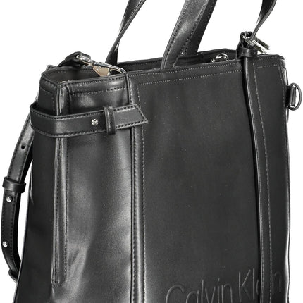 Black Polyester Women Handbag