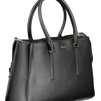 Black Polyester Women Handbag