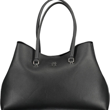 Black Polyester Women Handbag