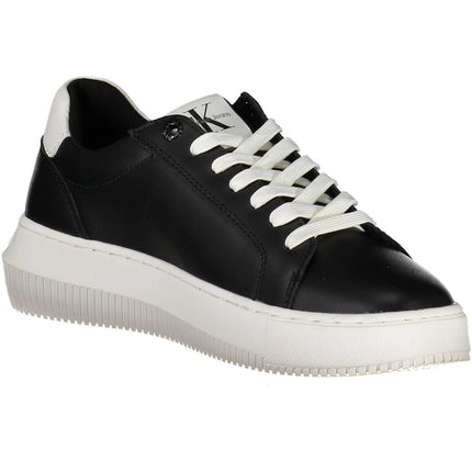 Black Leather Women Sneaker