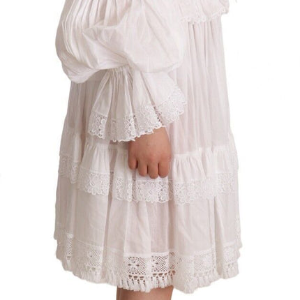 Elegant Off-Shoulder Ruffled Dress in White