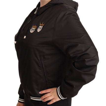 Elegant Black Bomber Jacket with Hood