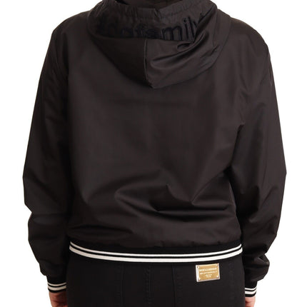 Elegant Black Bomber Jacket with Hood