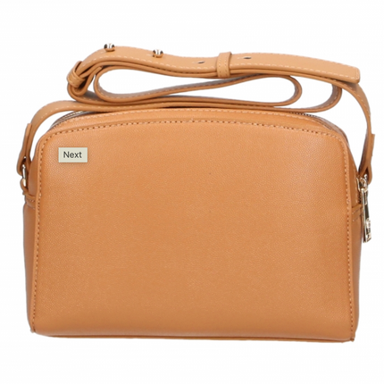 Chic Camel-Toned Crossbody with Double Zip Closure