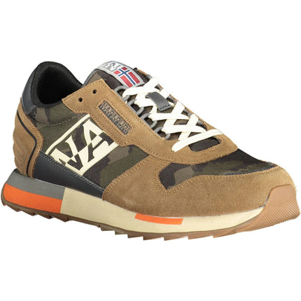 Sneakers allacciata beige con dettaglio del logo