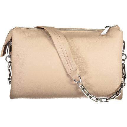 Beige Polyethylene Women Handbag