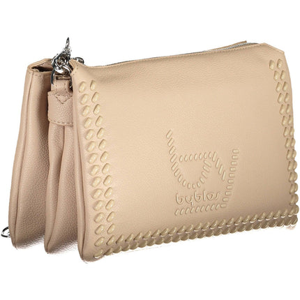 Beige Polyethylene Women Handbag