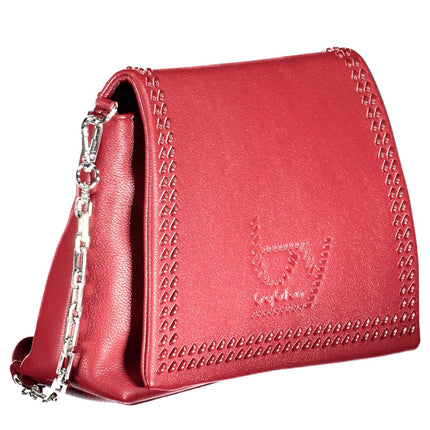 Elegante bolso rojo con correa de cadena