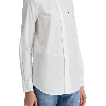 Polo Ralph Lauren white slim fit cotton shirt for women with long sleeves