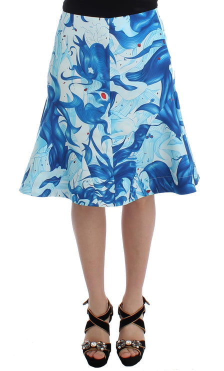 Elegante fresco-print rok met knielengte