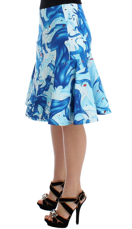 Elegante fresco-print rok met knielengte