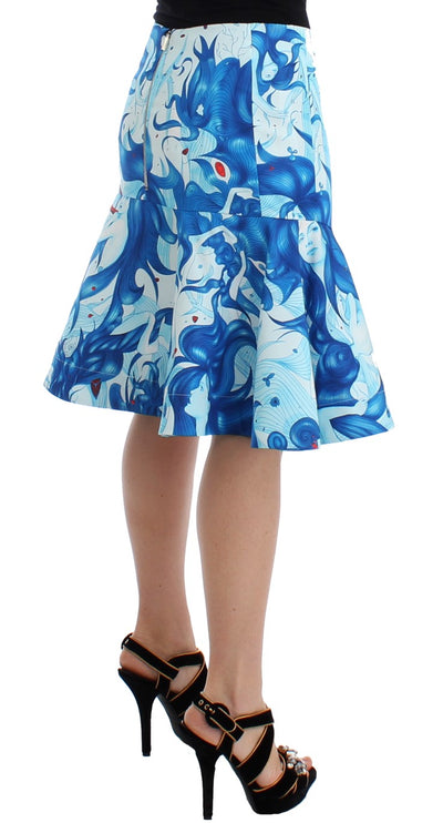 Elegante fresco-print rok met knielengte