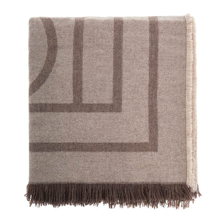 Toteme tobacco monogram wool and cashmere scarf with fringes