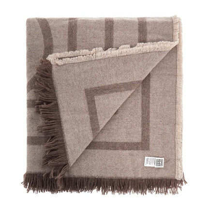 Toteme tobacco monogram wool and cashmere scarf with fringes