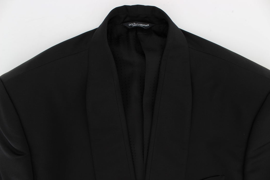 Blazer exclusif en soie noire à un bouton