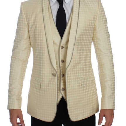 Blazer et gilet sophistiqué beige en pointillés