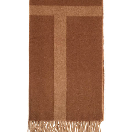 Toteme camel wool jacquard monogram scarf made in italy