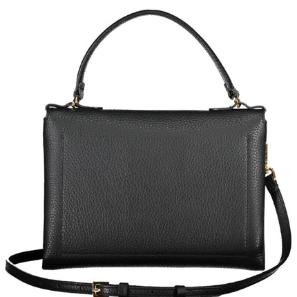 Elegante bolso negro de piel con cierre giratorio