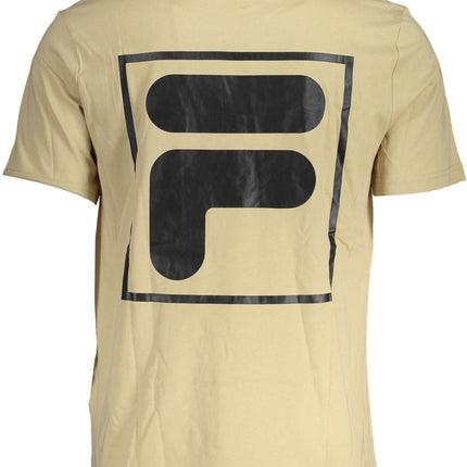 T-shirt en coton à cou rond beige avec imprimé logo