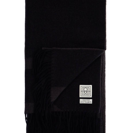 Toteme charcoal grey monogram jacquard wool scarf