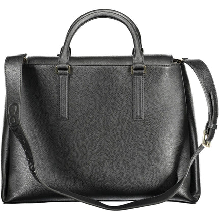 Black Polyester Women Handbag