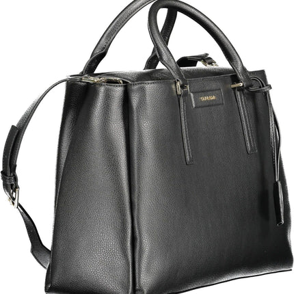 Black Polyester Women Handbag