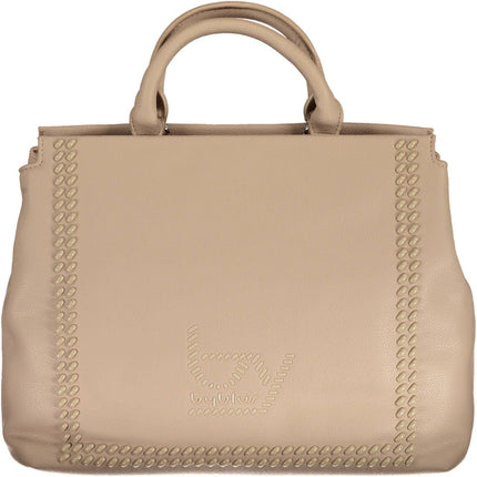 Beige Polyethylene Women Handbag