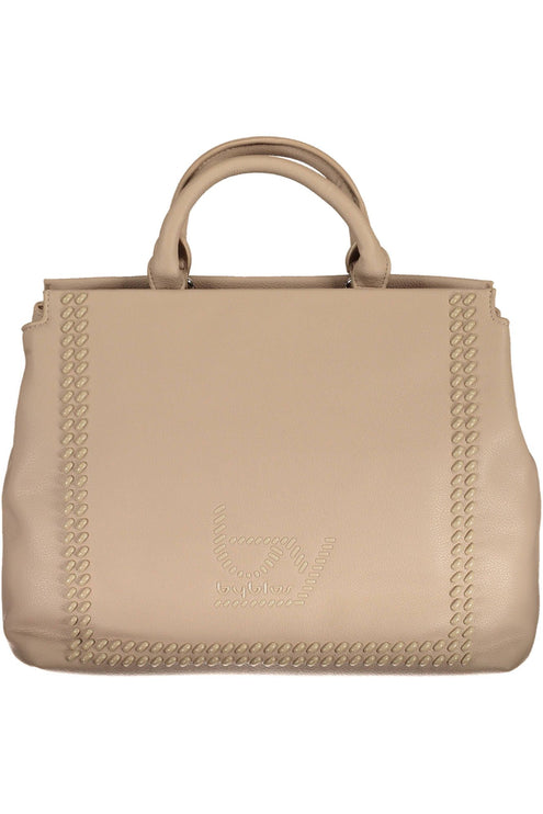 Beige Polyethylene Women Handbag