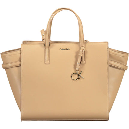 Beige Polyester Women Handbag