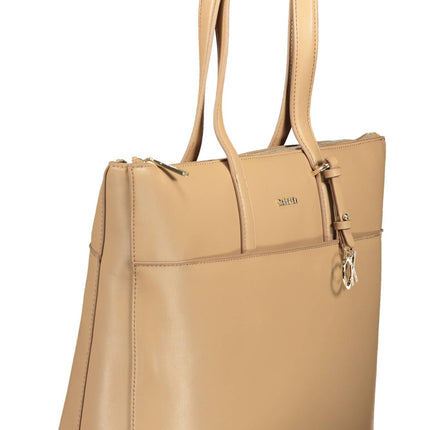 Beige Polyester Women Handbag