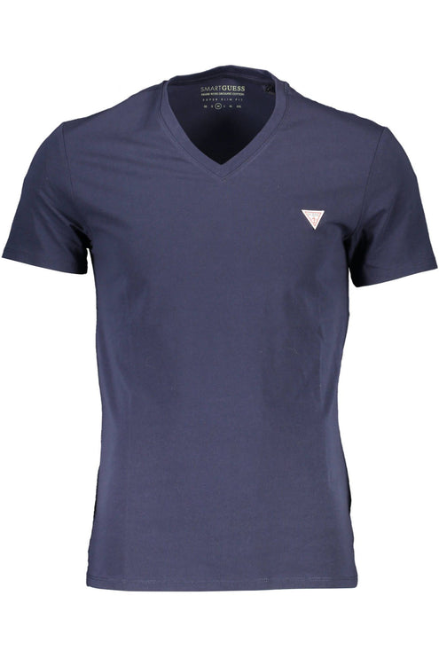 Elegante camiseta azul de cuello en V fit delgado