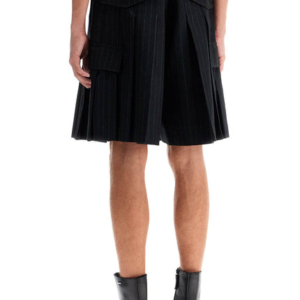 Sacai striped pleated bermuda shorts