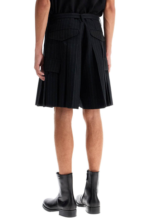 Sacai striped pleated bermuda shorts