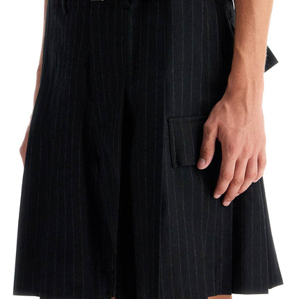 Sacai striped pleated bermuda shorts