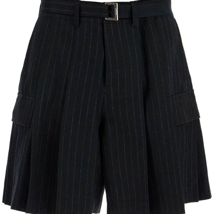 Sacai striped pleated bermuda shorts