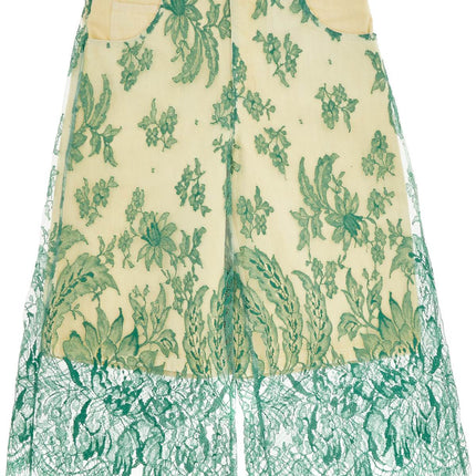 Christopher Esber mint green lace shorts with floral embroidery