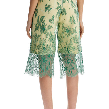 Christopher Esber mint green lace shorts with floral embroidery