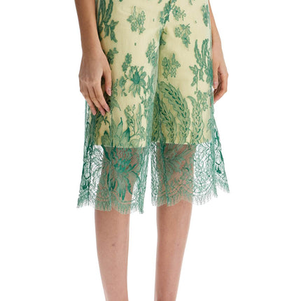 Christopher Esber mint green lace shorts with floral embroidery