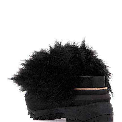 Sacai slides with faux fur strap