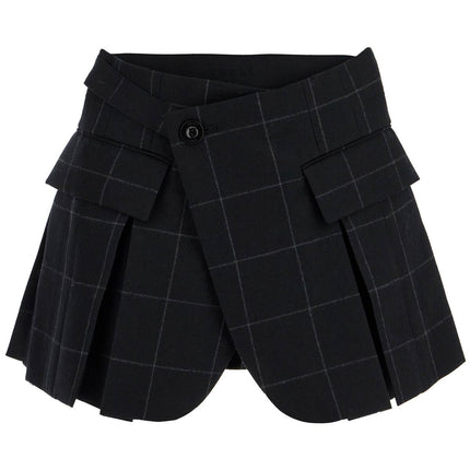 Sacai plaid wool skort with check