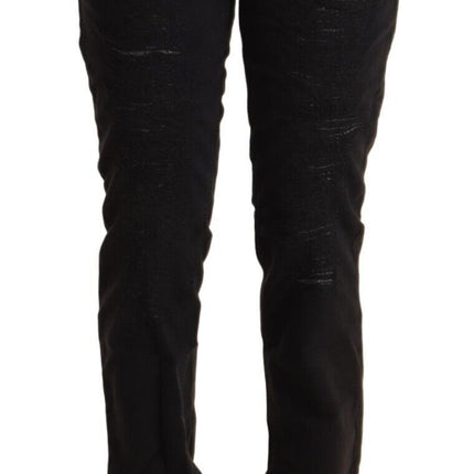 Chic jeans de ajuste negro de cintura baja