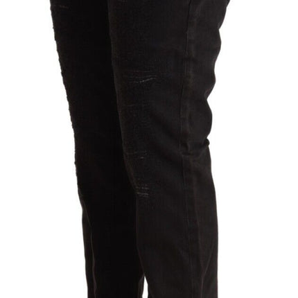 Chic jeans de ajuste negro de cintura baja