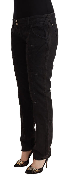 Chic jeans de ajuste negro de cintura baja