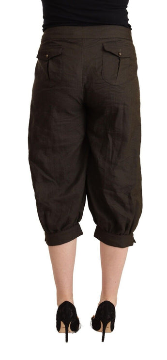 Pantalones de harén recortados elegantes en Luxe Brown Blend